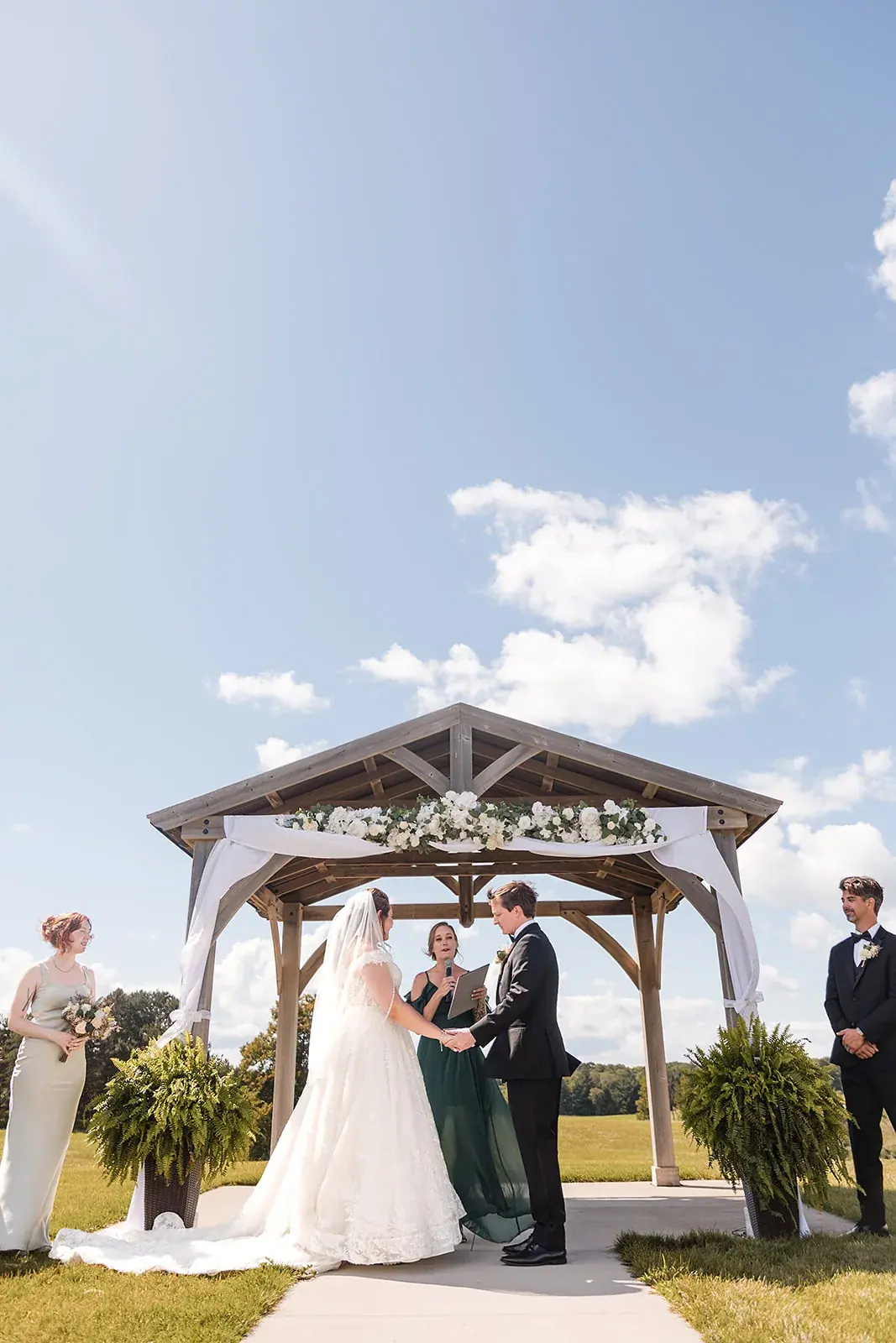 Ceremony gazebo vertical wide — Amelia & Howard's wedding at Sunset Hill Wedding Barn, Central Lake