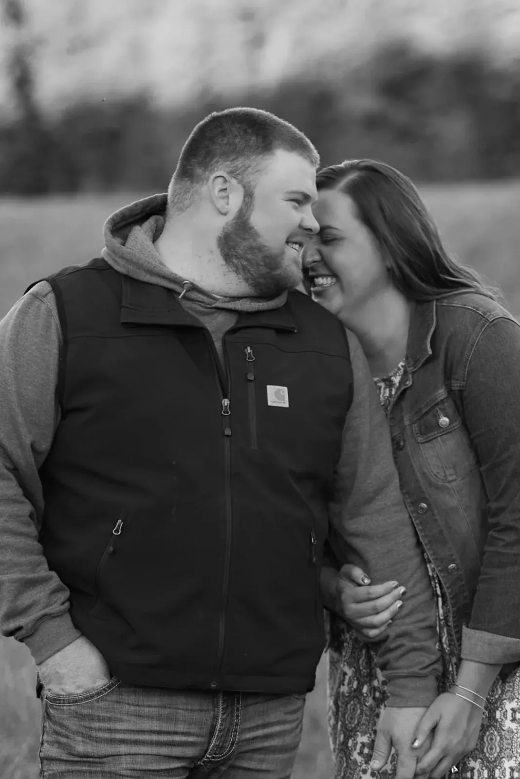 Foreheads together in black and white — Chelsea & Jake's engagement session at Aspen Park, Gaylord