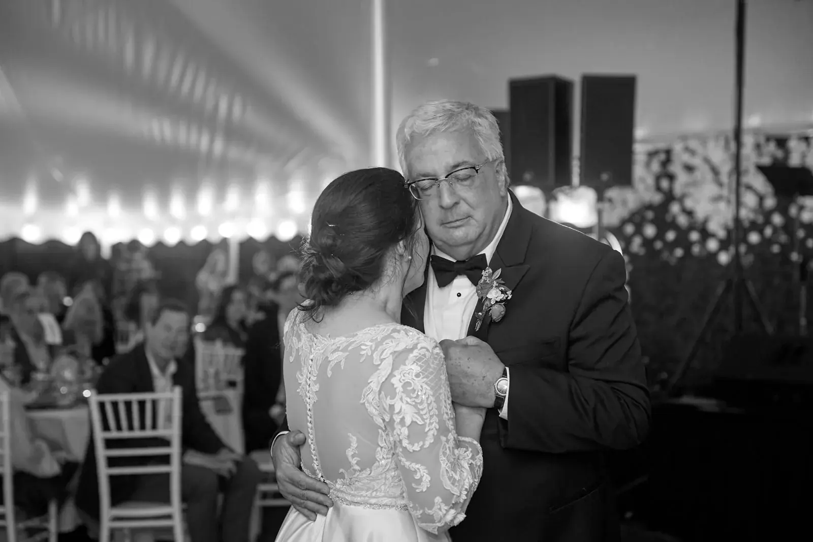 Father daughter dance in black and white — Claire & Nick's wedding at Howe Marine, Indian River