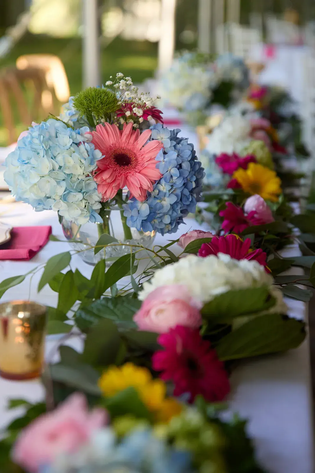 Reception flowers centerpiece — Claire & Nick's wedding at Howe Marine, Indian River