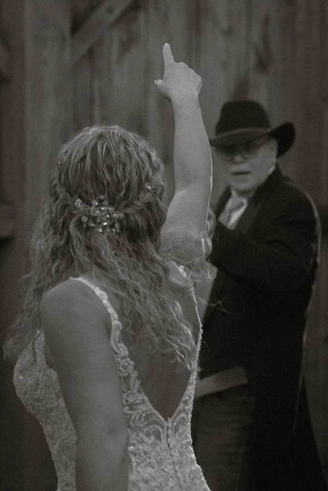 Bride dancing reception candid — Erin & Jim's wedding at Sonshine Barn, Gaylord