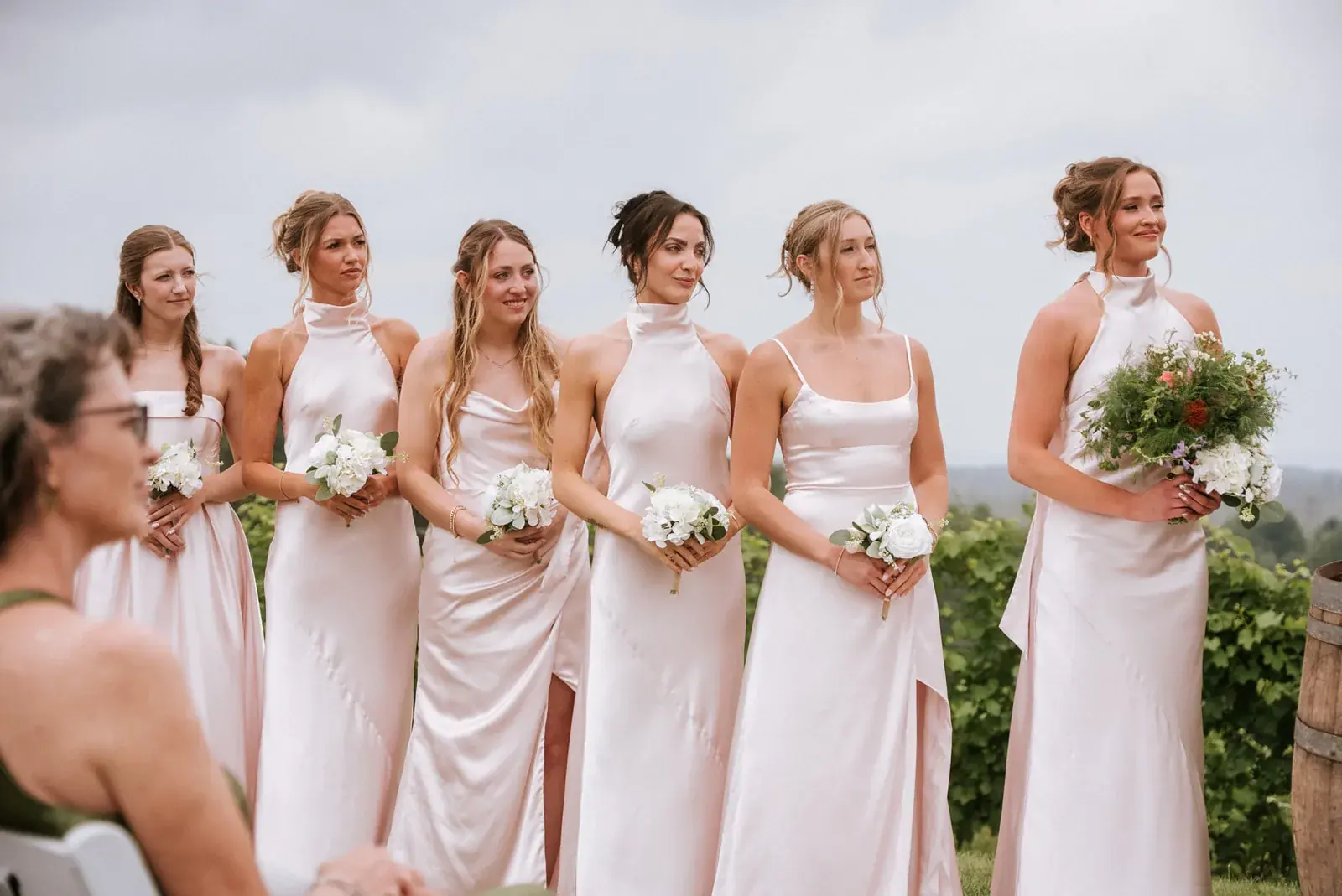 Bridesmaids blush dresses — Heather & Evan's wedding at Black Star Farms