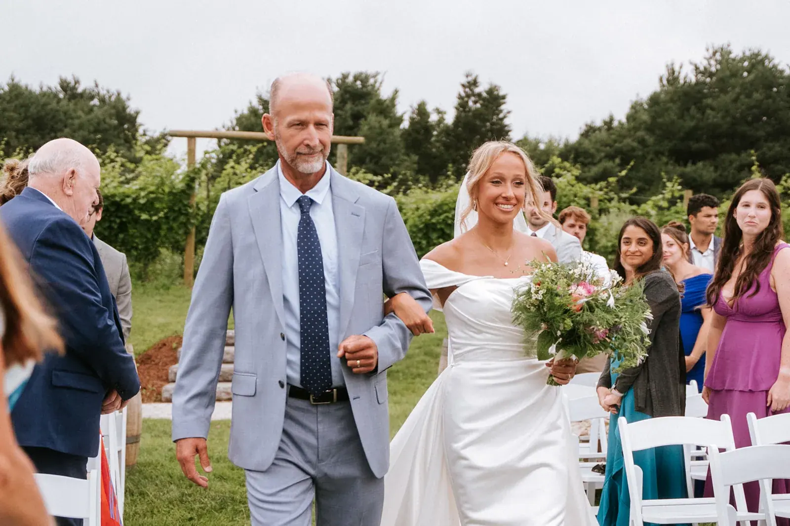 Father walking bride down aisle — Heather & Evan's wedding at Black Star Farms