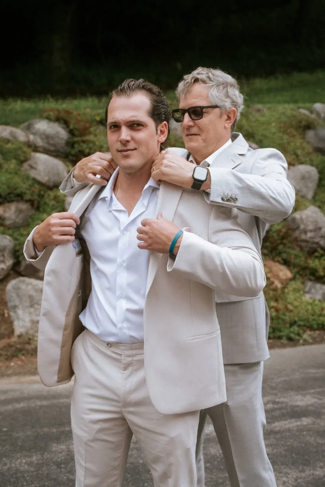 Groom father getting ready — Heather & Evan's wedding at Black Star Farms
