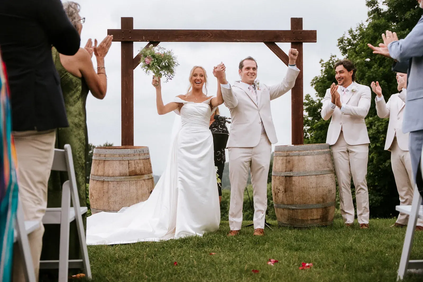Just married celebration arbor — Heather & Evan's wedding at Black Star Farms