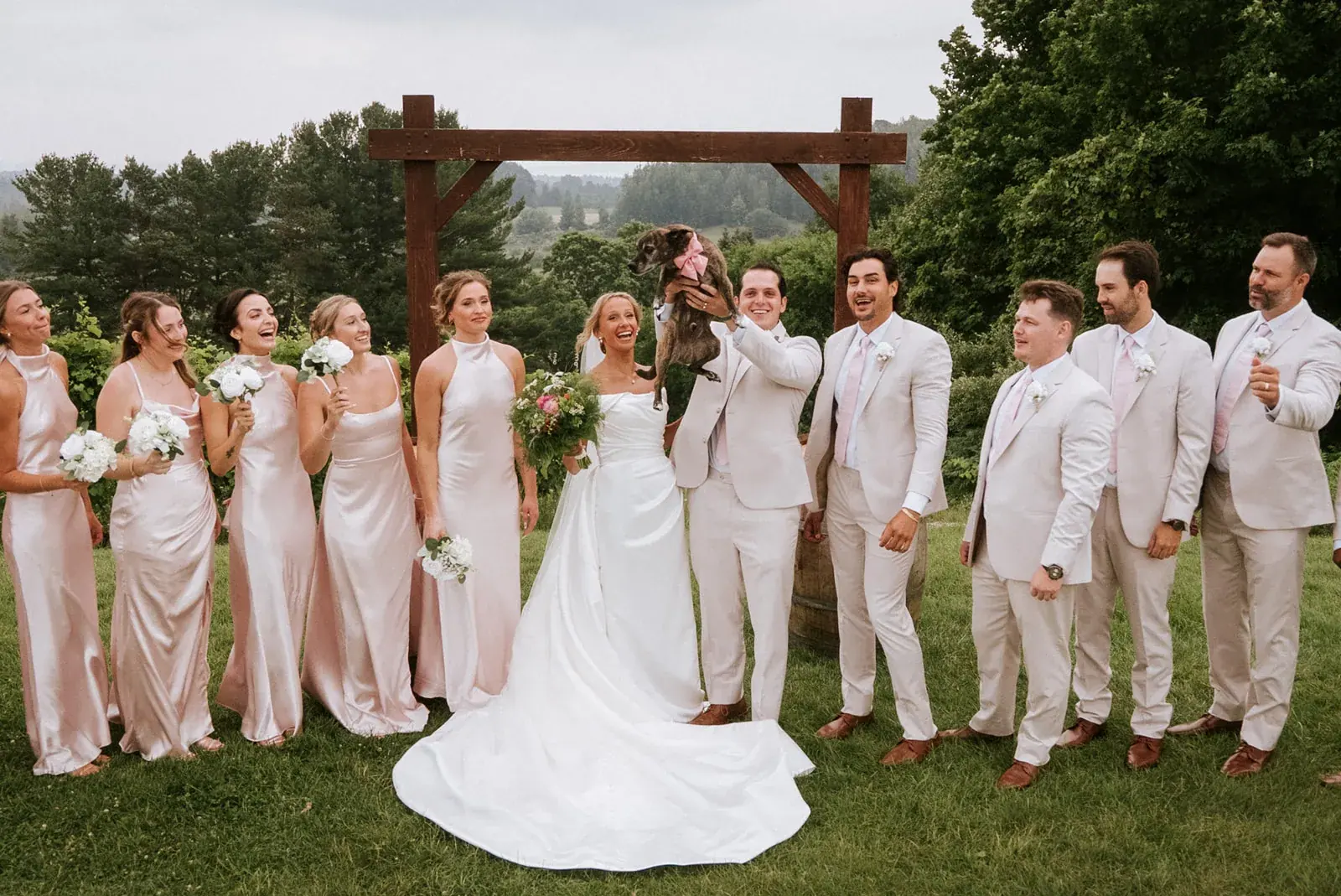 Wedding party arbor vineyard — Heather & Evan's wedding at Black Star Farms