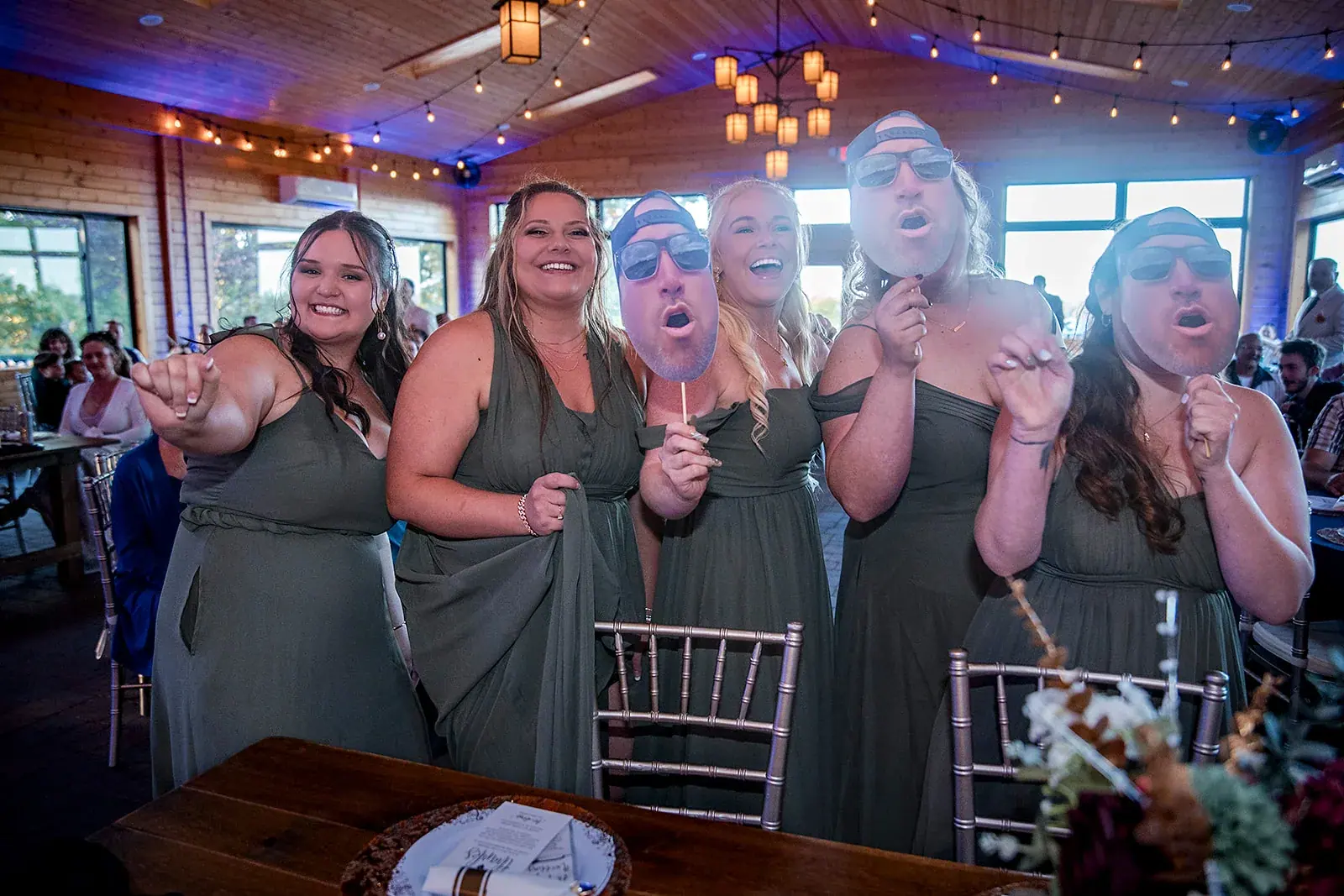 Bridesmaids dancing at the reception
