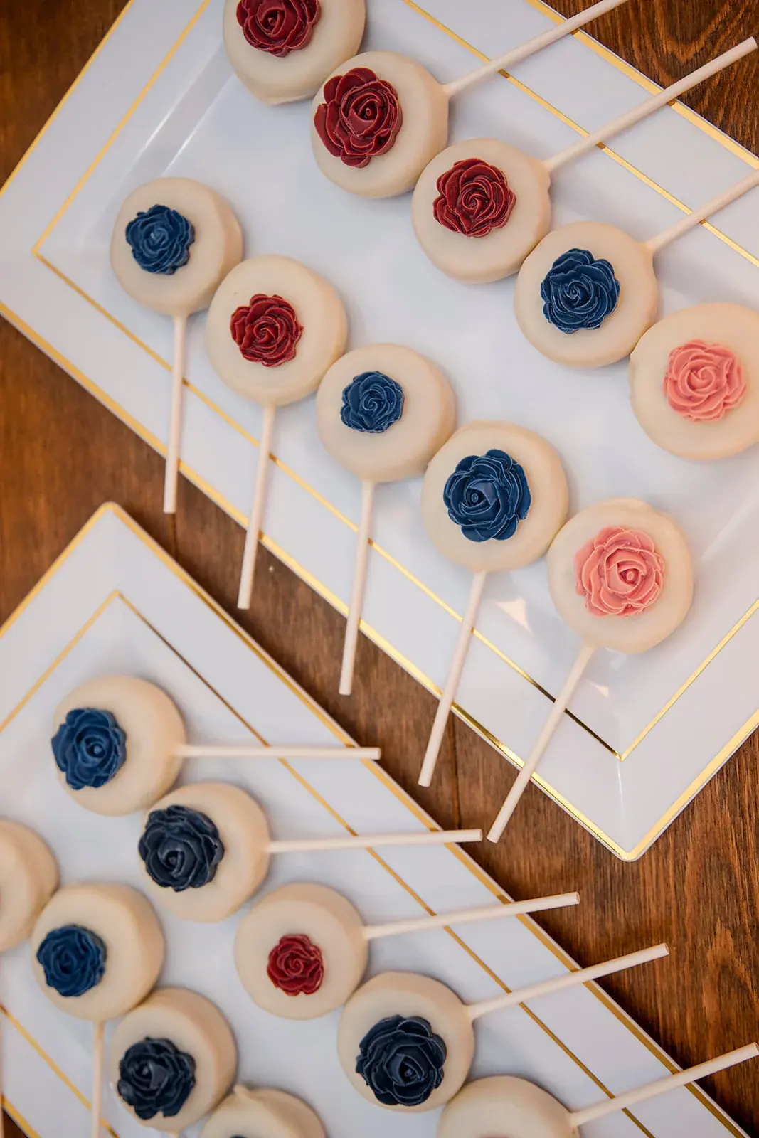 Cookie pops dessert detail — Heather & Jason's wedding at The Manor at Fire Tower Hill, Lewiston