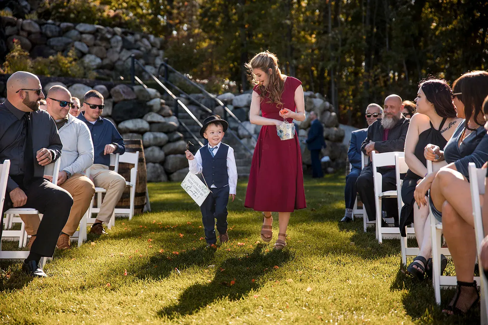 Flower girl aisle — Heather & Jason's wedding at The Manor at Fire Tower Hill, Lewiston