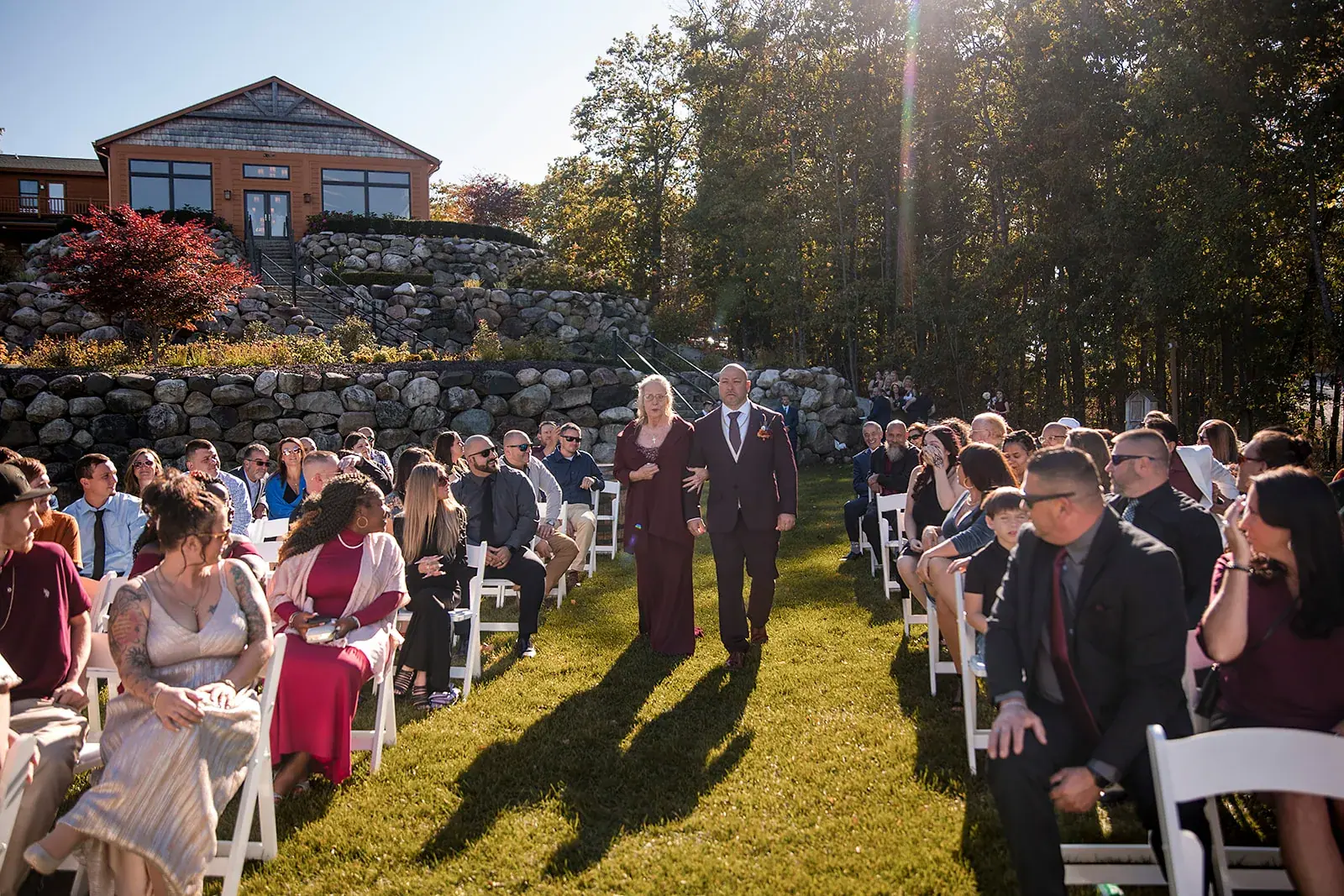 Ring bearer aisle guests — Heather & Jason's wedding at The Manor at Fire Tower Hill, Lewiston