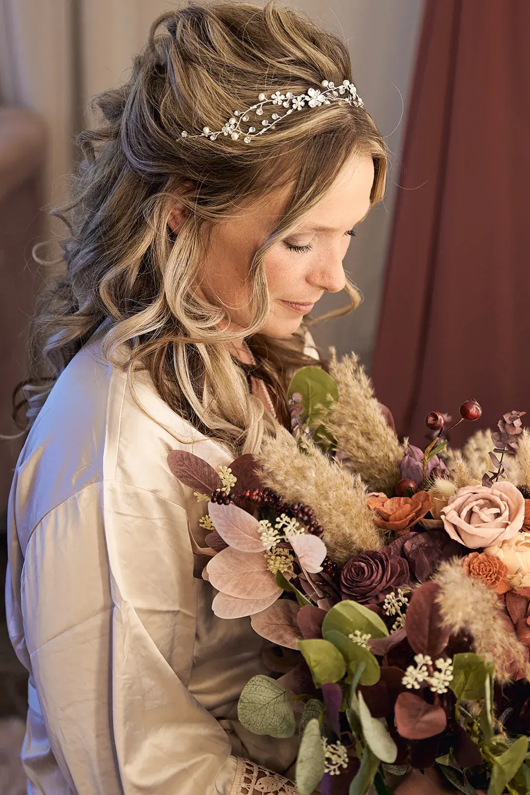 Bride bouquet profile — Jess & Bryce's wedding at The Manor at Fire Tower Hill, Lewiston