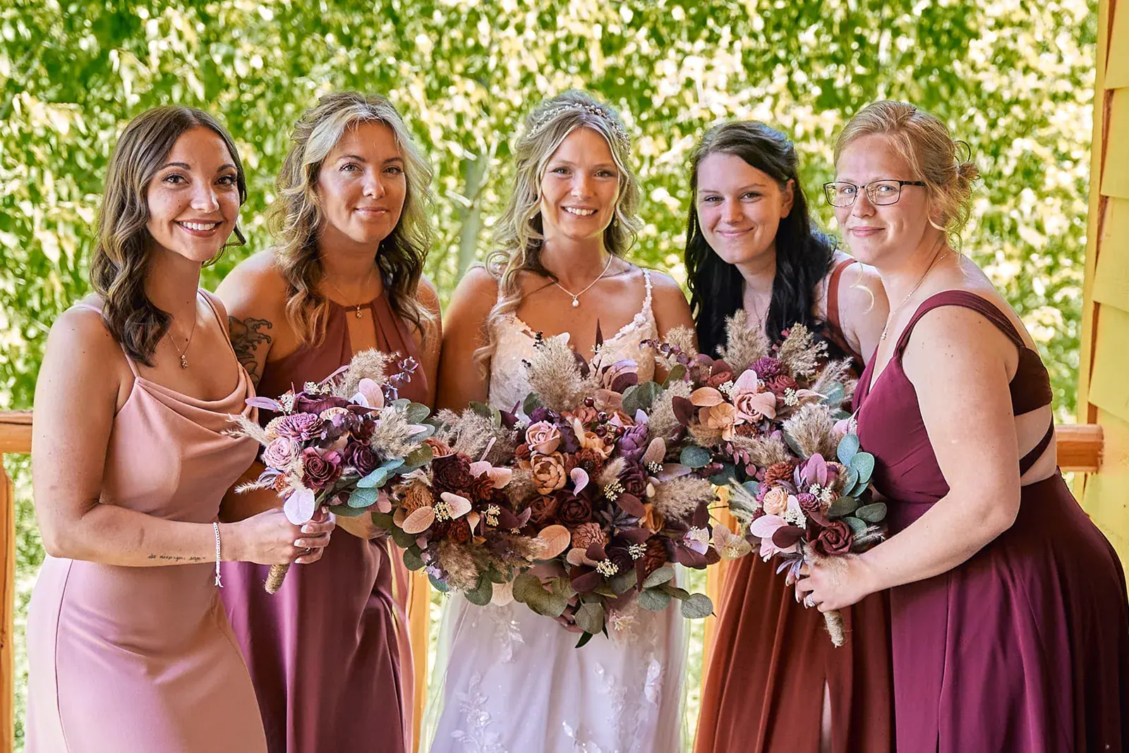 Bride bridesmaids laughing — Jess & Bryce's wedding at The Manor at Fire Tower Hill, Lewiston