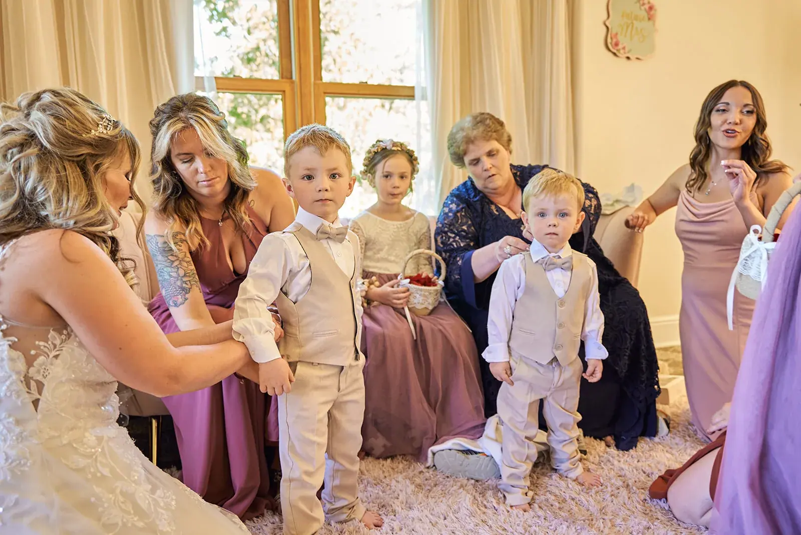 Bride family getting ready — Jess & Bryce's wedding at The Manor at Fire Tower Hill, Lewiston