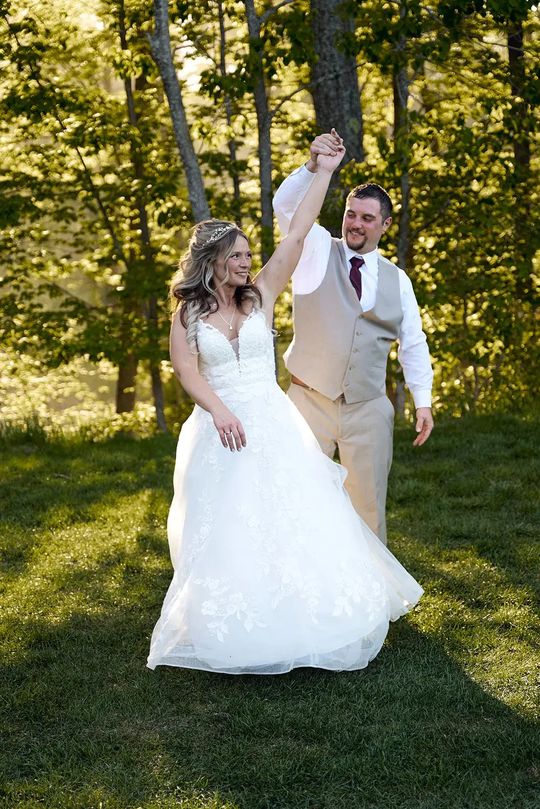 Bride and groom dance woods — Jess & Bryce's wedding at The Manor at Fire Tower Hill, Lewiston