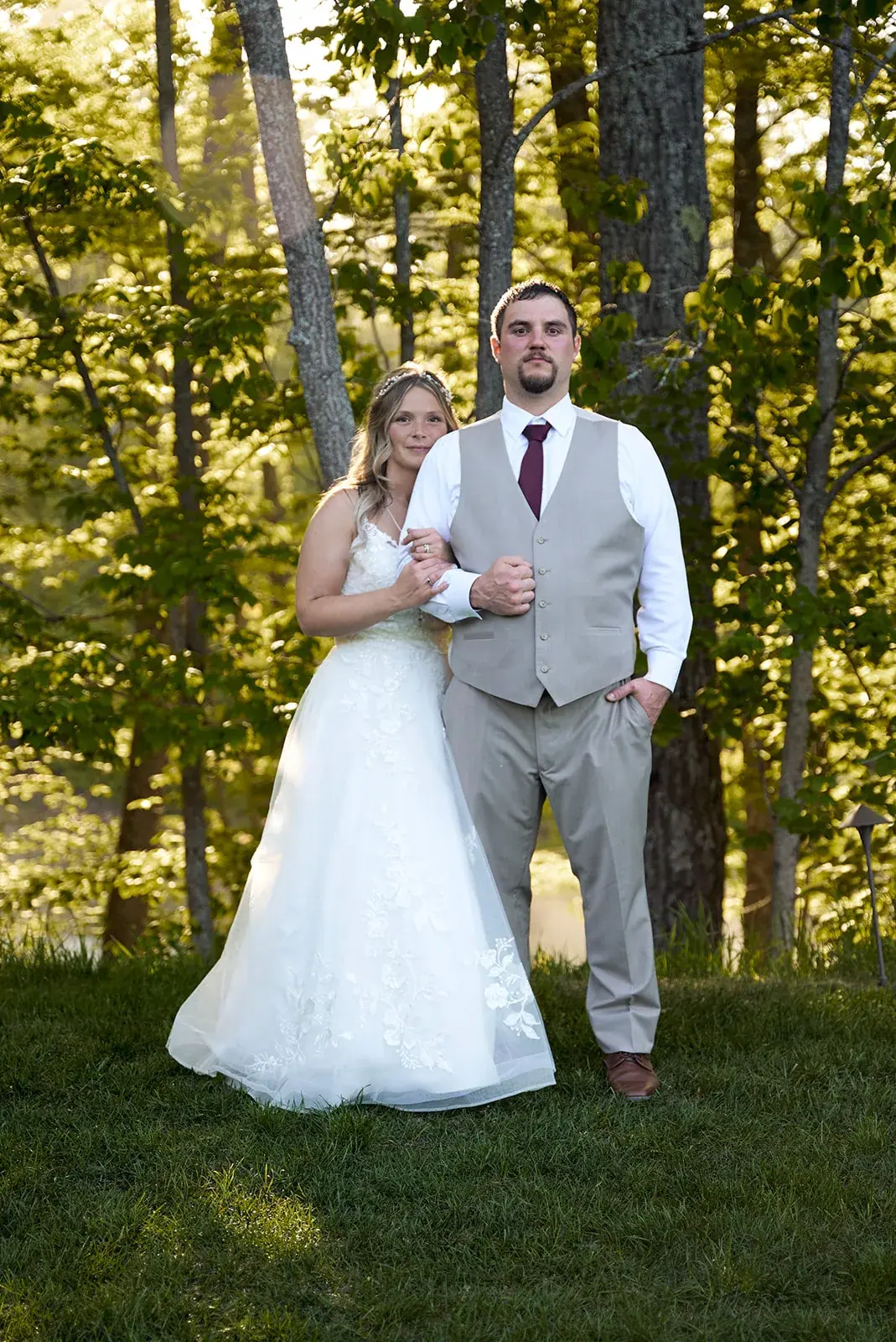 Bride and groom portrait trees — Jess & Bryce's wedding at The Manor at Fire Tower Hill, Lewiston
