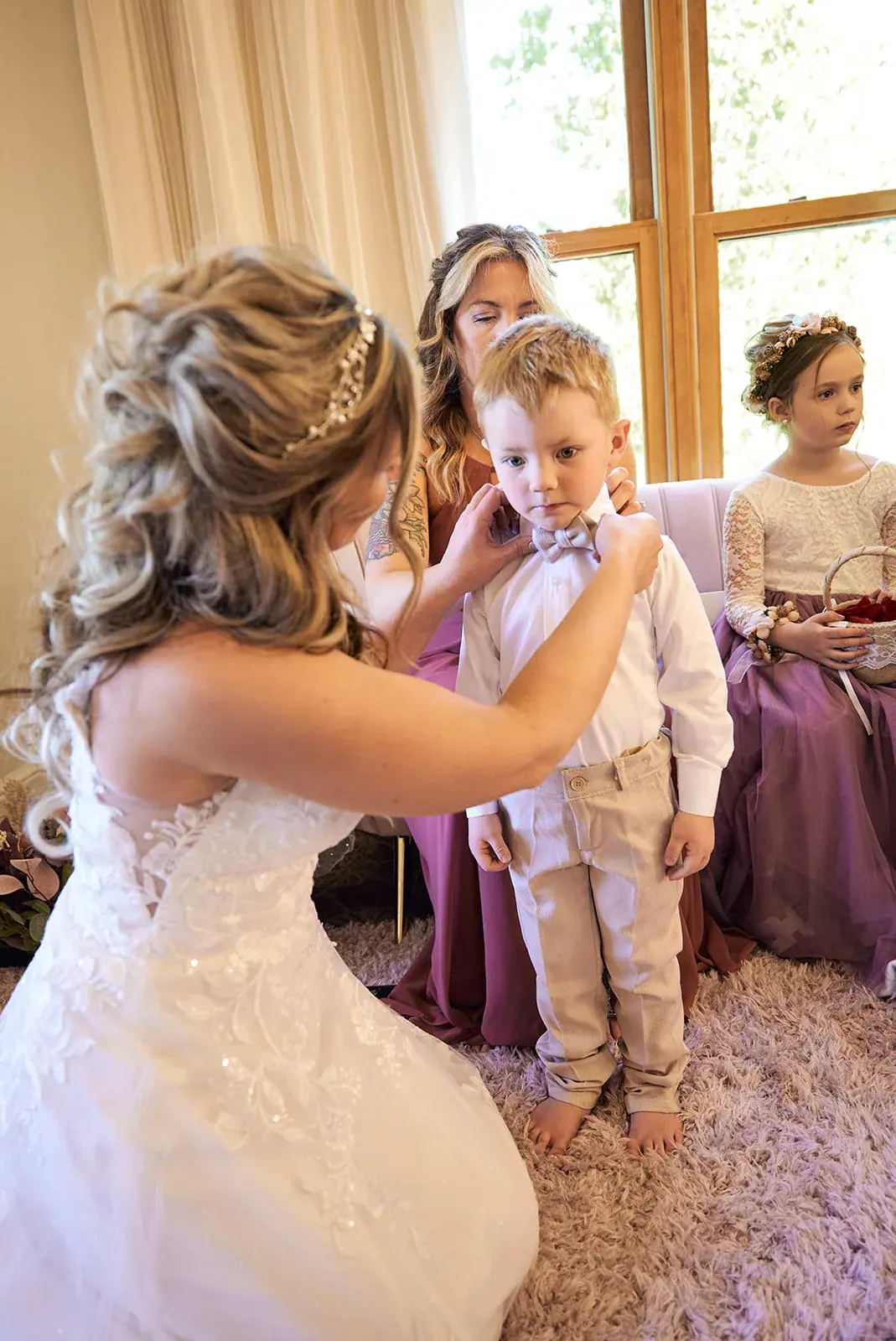 Bride kids getting ready — Jess & Bryce's wedding at The Manor at Fire Tower Hill, Lewiston