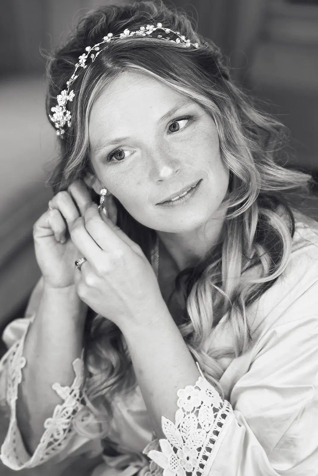 Bride portrait in black and white close — Jess & Bryce's wedding at The Manor at Fire Tower Hill, Lewiston