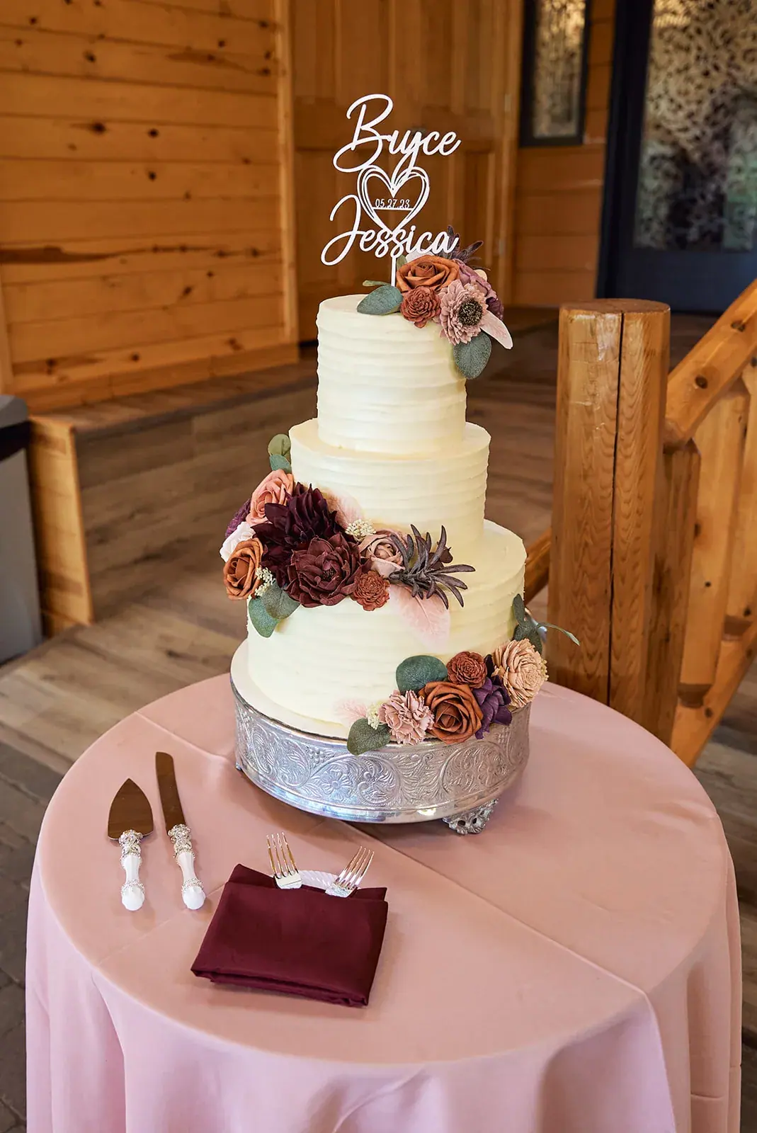 Wedding cake flowers — Jess & Bryce's wedding at The Manor at Fire Tower Hill, Lewiston