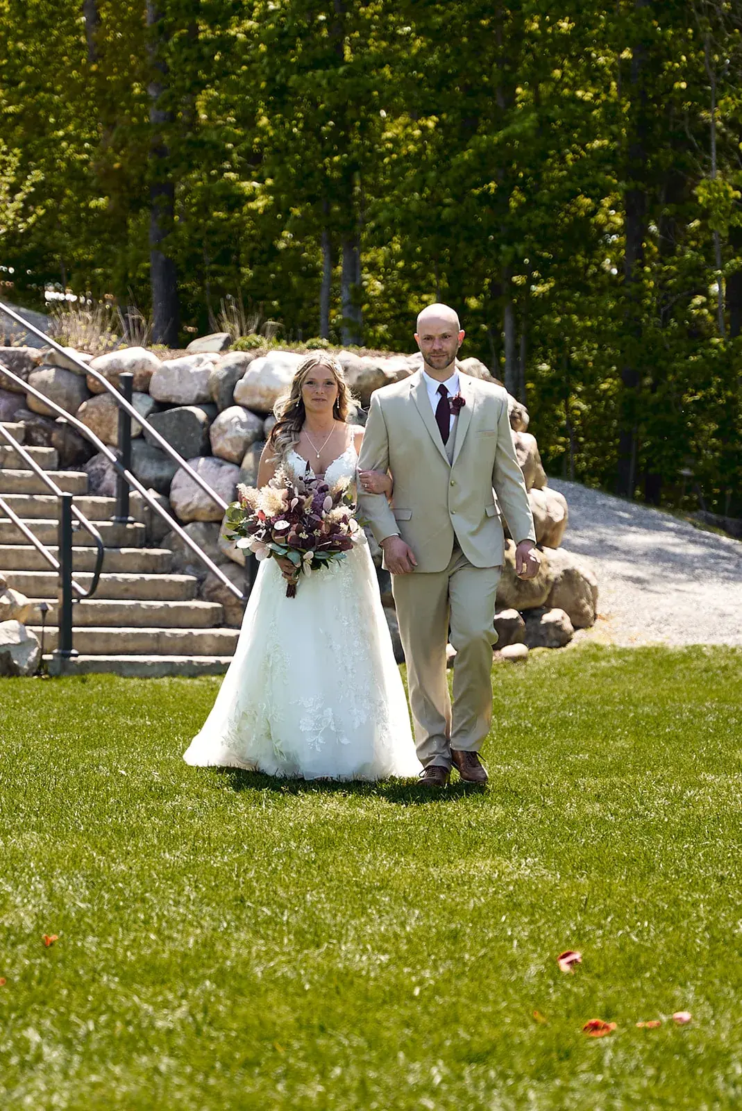 Father walking bride aisle — Jess & Bryce's wedding at The Manor at Fire Tower Hill, Lewiston