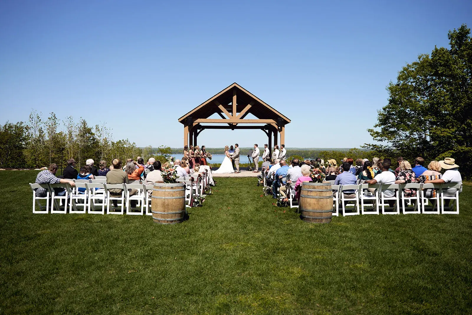 Pavilion ceremony lawn wide — Jess & Bryce's wedding at The Manor at Fire Tower Hill, Lewiston
