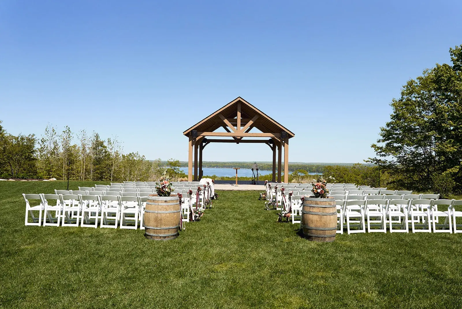 Pavilion ceremony site — Jess & Bryce's wedding at The Manor at Fire Tower Hill, Lewiston