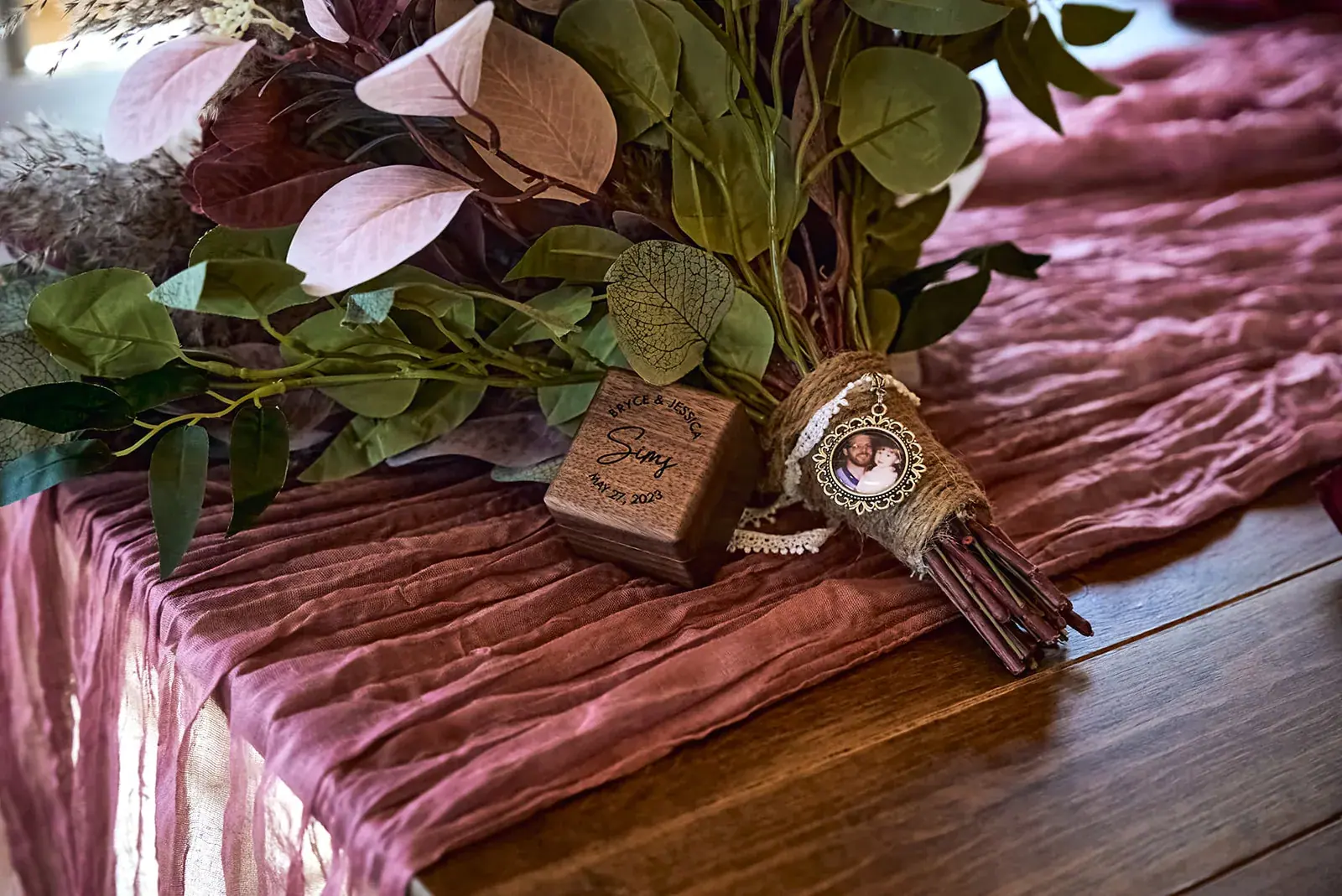 Table decor detail — Jess & Bryce's wedding at The Manor at Fire Tower Hill, Lewiston