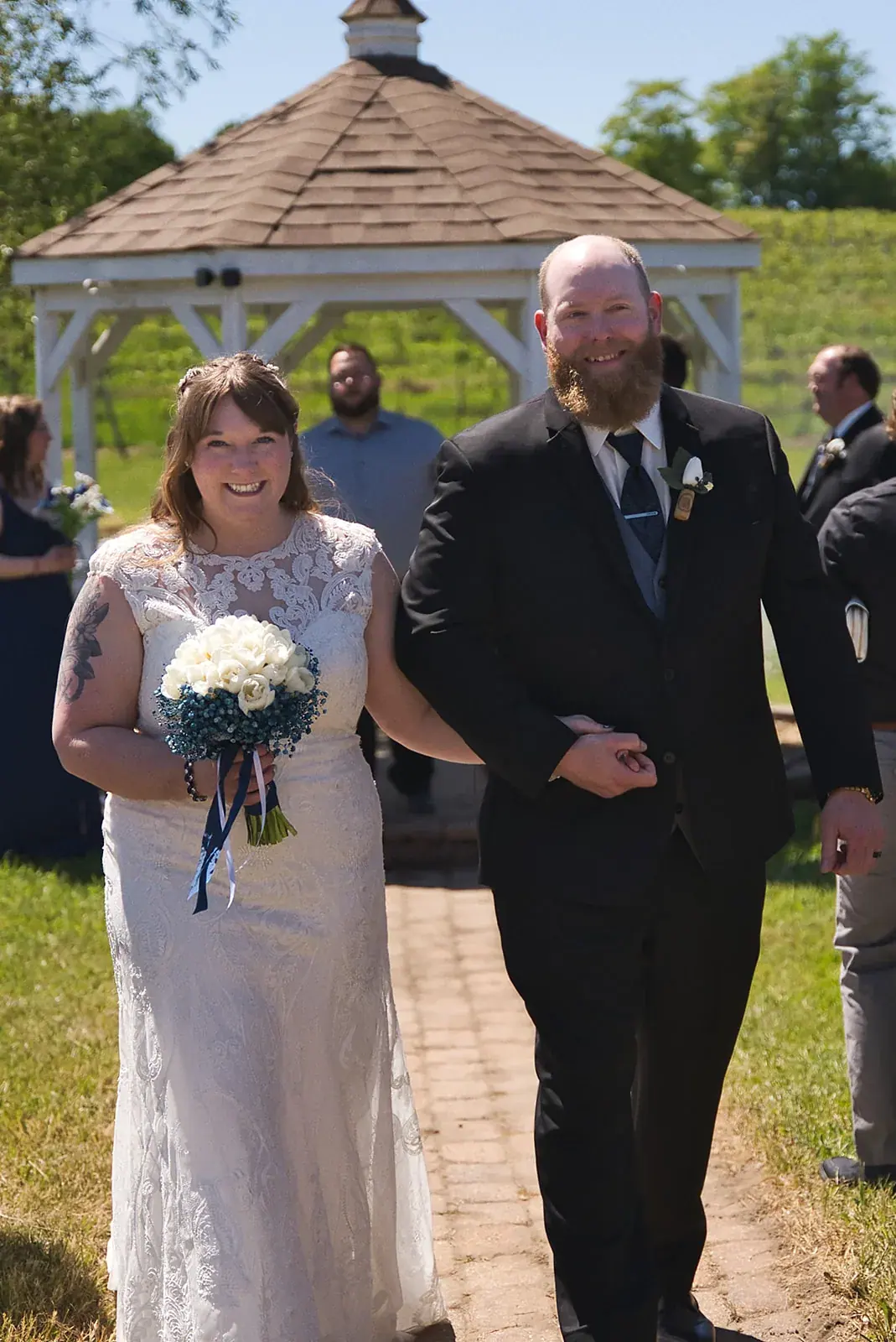 Bride father walking aisle — Kayla & Robert's wedding at Mackinaw Trail Winery, Petoskey