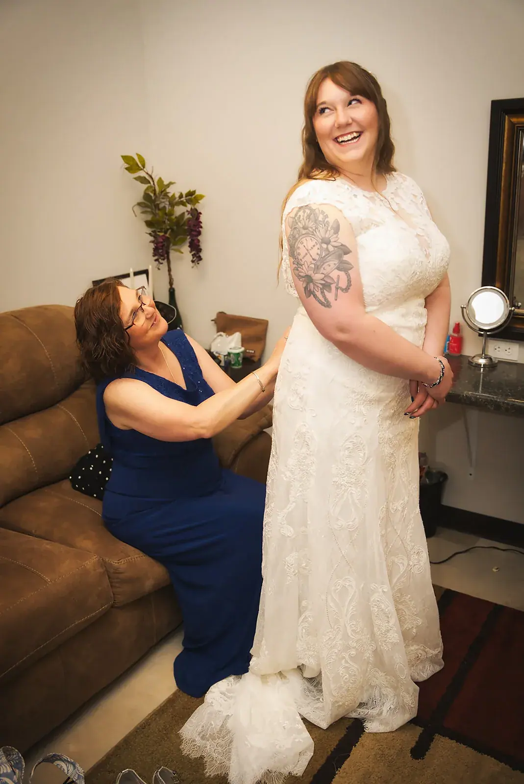 Bride getting ready mother — Kayla & Robert's wedding at Mackinaw Trail Winery, Petoskey
