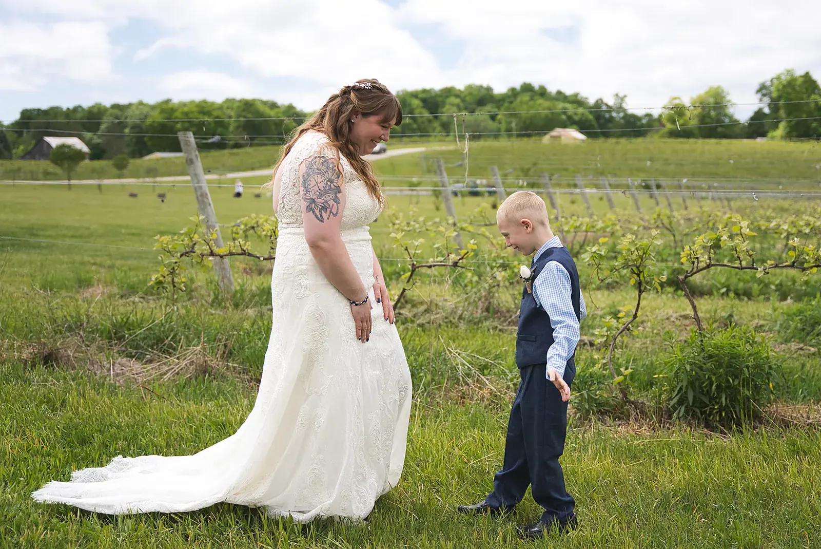 Bride son vineyard — Kayla & Robert's wedding at Mackinaw Trail Winery, Petoskey