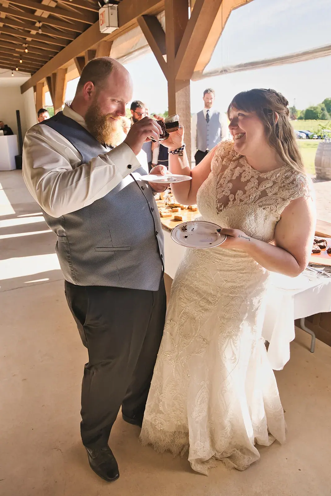 Cake cutting pavilion — Kayla & Robert's wedding at Mackinaw Trail Winery, Petoskey