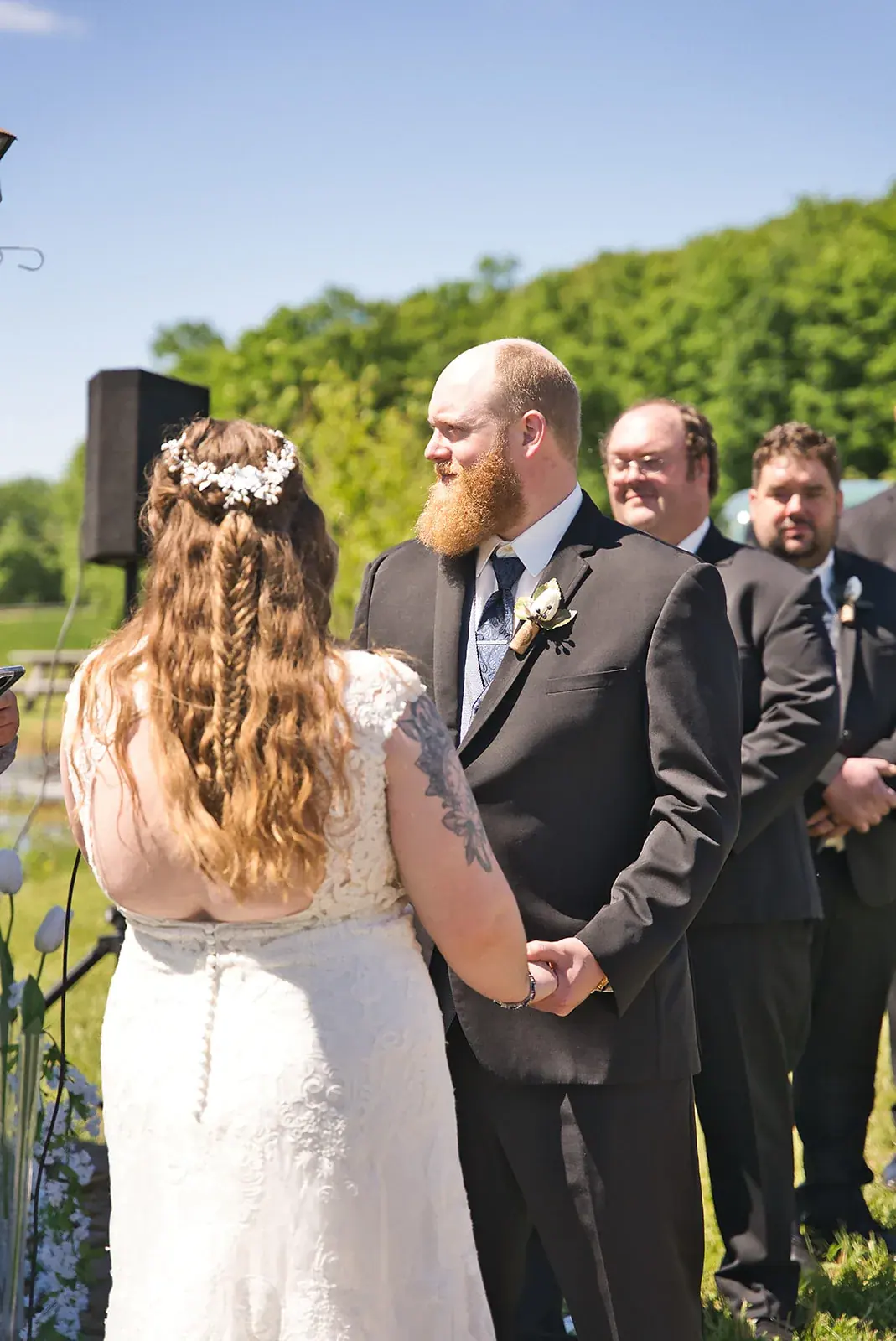 Ceremony vows vineyard — Kayla & Robert's wedding at Mackinaw Trail Winery, Petoskey