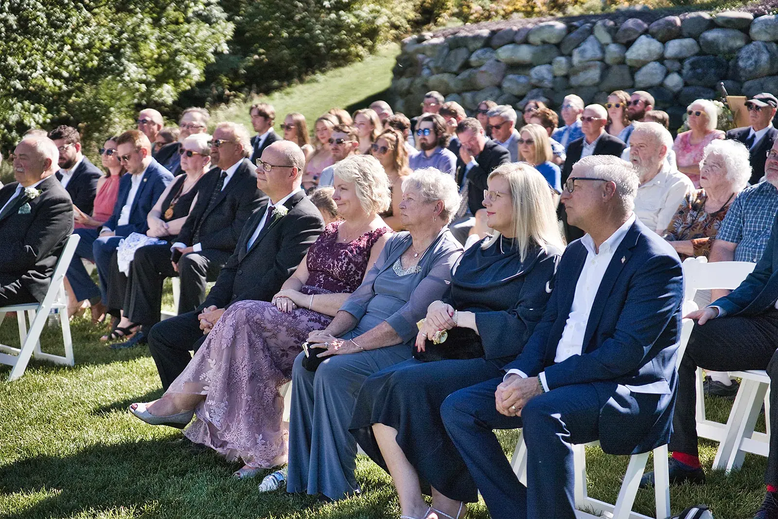 Ceremony guests candid — Megan & AJ's wedding at The Manor at Fire Tower Hill, Lewiston