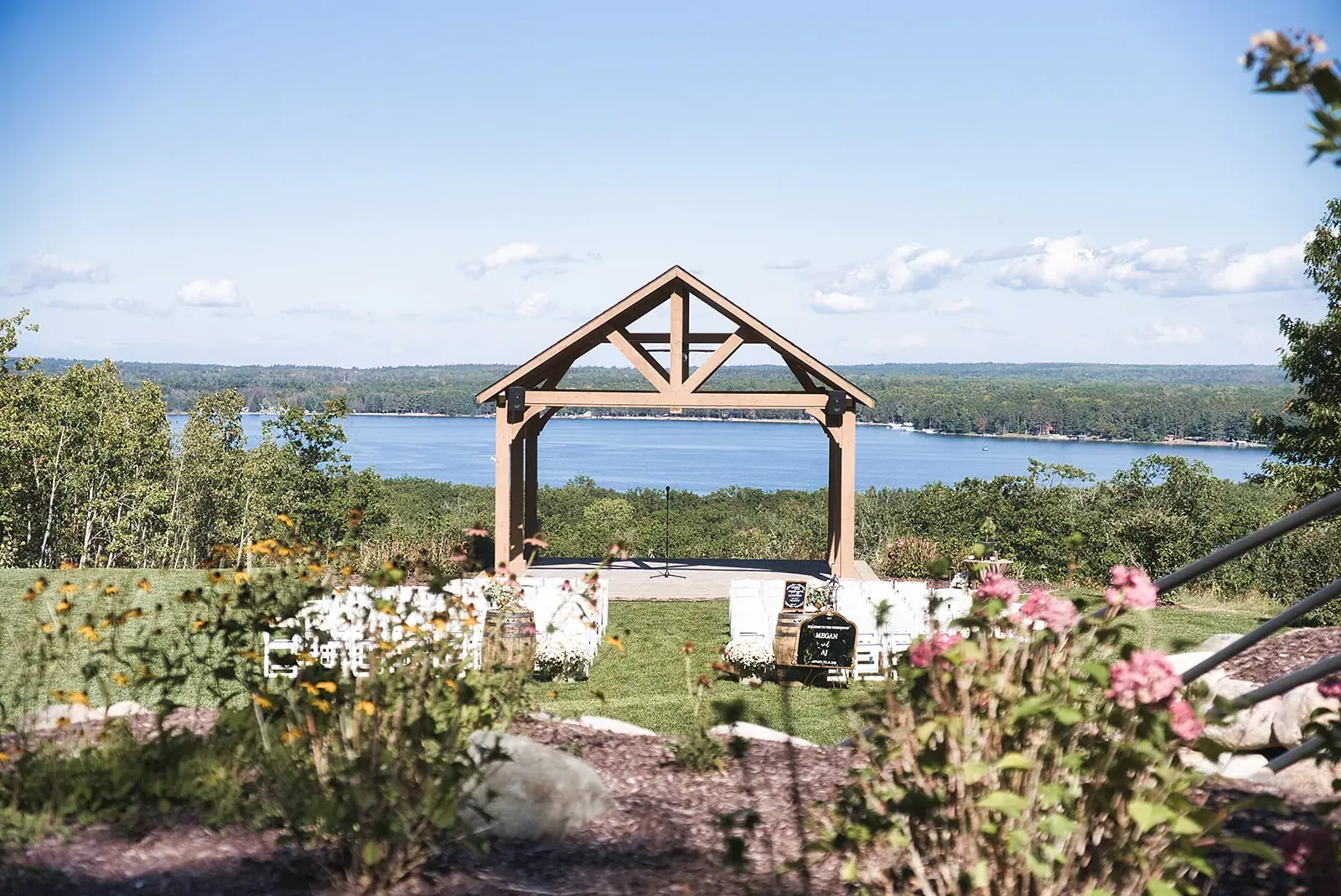 Pavilion lake view wide — Megan & AJ's wedding at The Manor at Fire Tower Hill, Lewiston