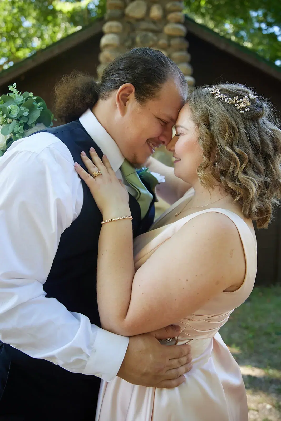 Bride and groom close portrait — Rachel & Alberto's wedding at Higher Ground at Lake Louise, Boyne Falls