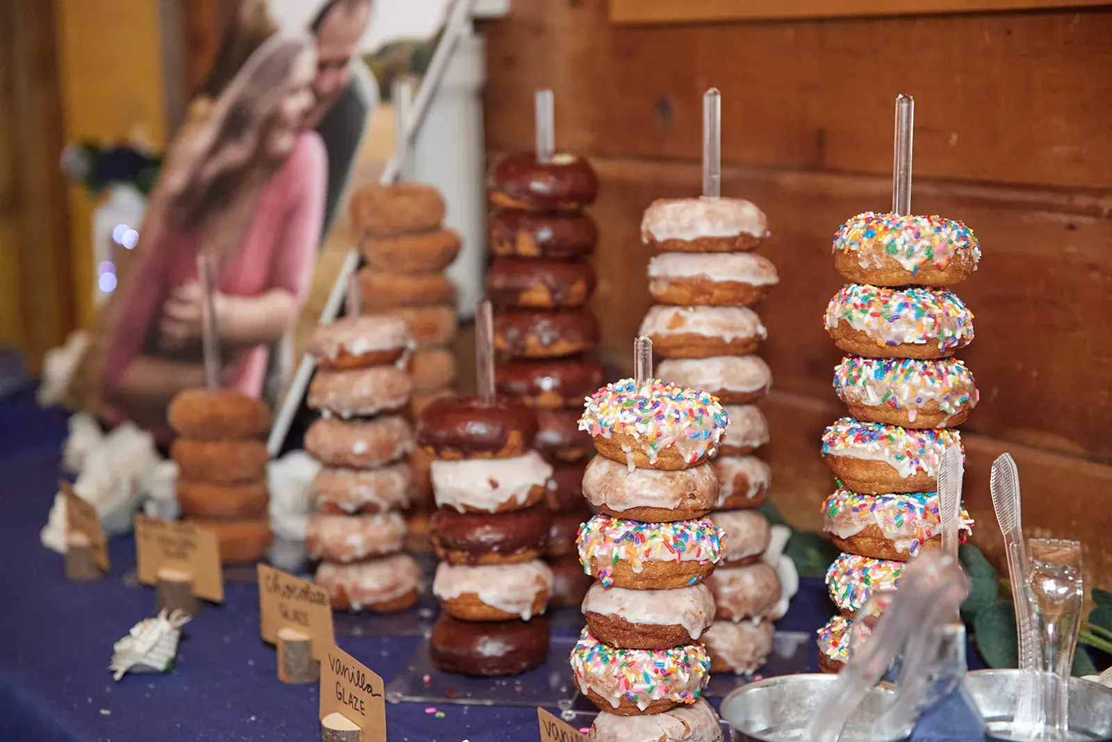 Donut wall dessert — Rachel & Alberto's wedding at Higher Ground at Lake Louise, Boyne Falls