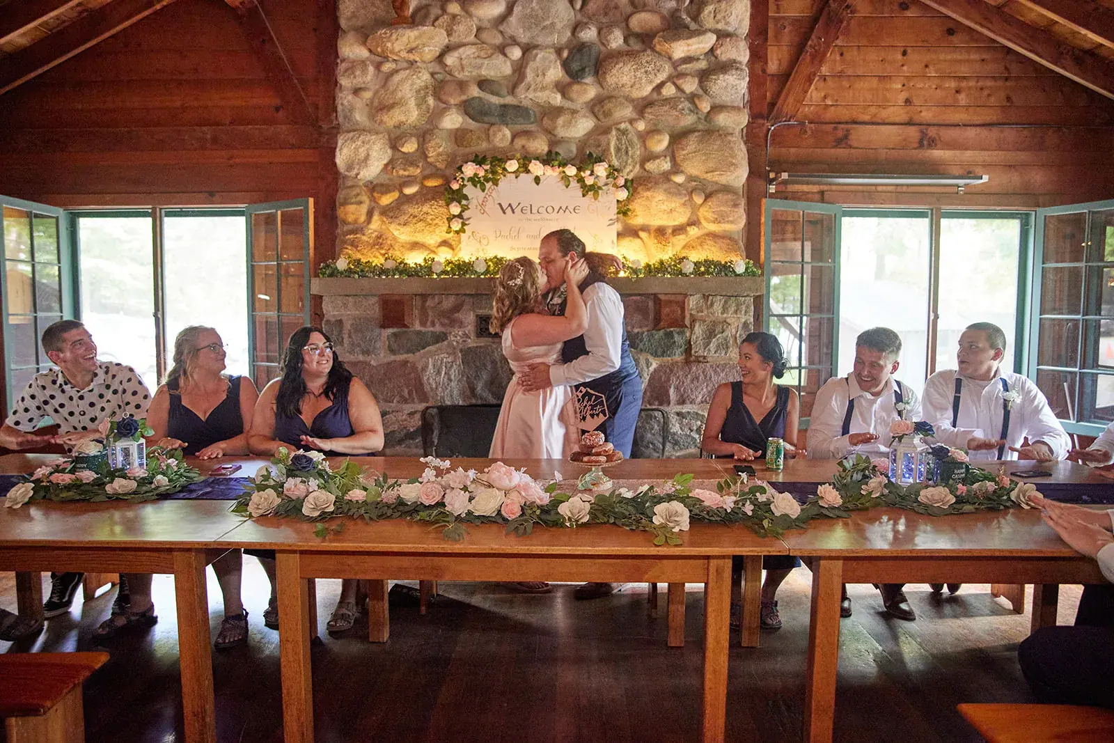 Lodge reception head table — Rachel & Alberto's wedding at Higher Ground at Lake Louise, Boyne Falls