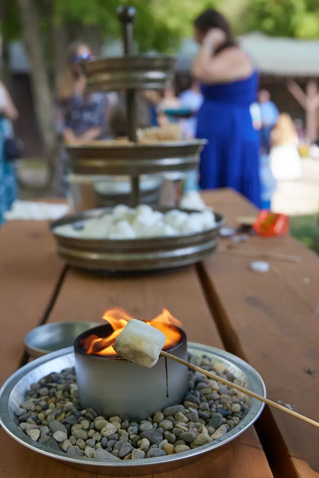 Smores station detail — Rachel & Alberto's wedding at Higher Ground at Lake Louise, Boyne Falls